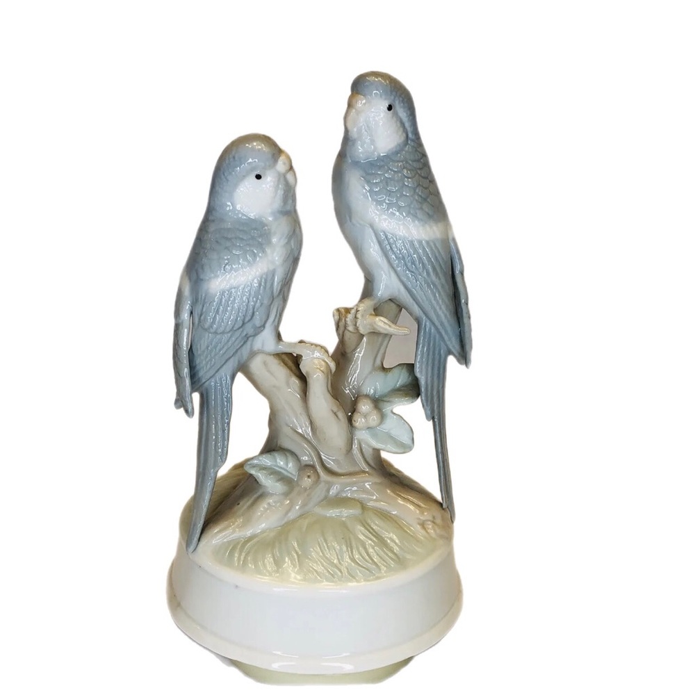 Music Box Featuring Parakeet Pair